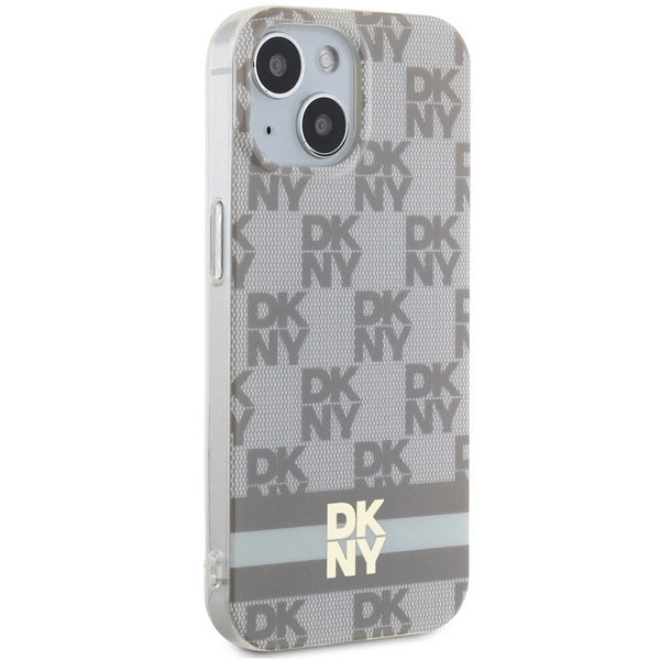 DKNY IML Checkered Mono Pattern &amp; Printed Stripes MagSafe case for iPhone 15 / 14 / 13 - beige_3