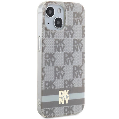 DKNY IML Checkered Mono Pattern &amp; Printed Stripes MagSafe case for iPhone 15 / 14 / 13 - beige_3