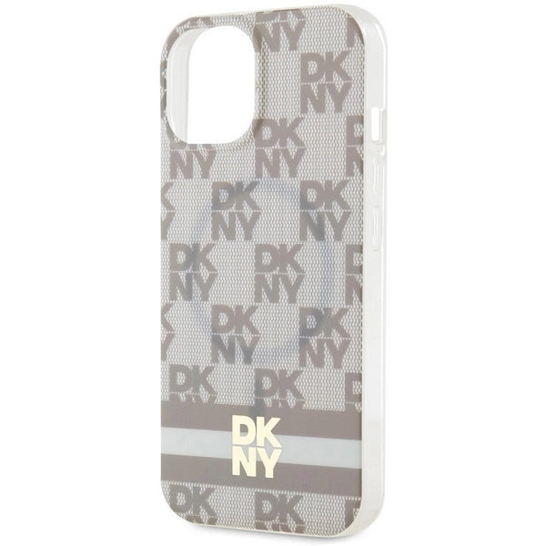 DKNY IML Checkered Mono Pattern &amp; Printed Stripes MagSafe case for iPhone 15 / 14 / 13 - beige_5