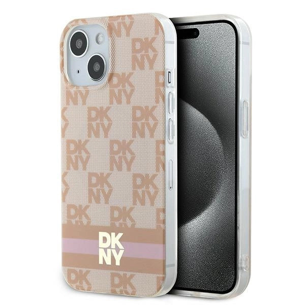 DKNY IML Checkered Mono Pattern &amp; Printed Stripes MagSafe case for iPhone 15 / 14 / 13 - pink_0
