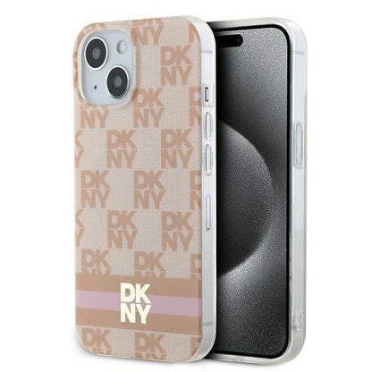 DKNY IML Checkered Mono Pattern &amp; Printed Stripes MagSafe case for iPhone 15 / 14 / 13 - pink_0