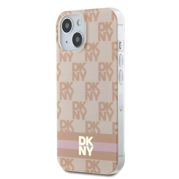 DKNY IML Checkered Mono Pattern &amp; Printed Stripes MagSafe case for iPhone 15 / 14 / 13 - pink_1