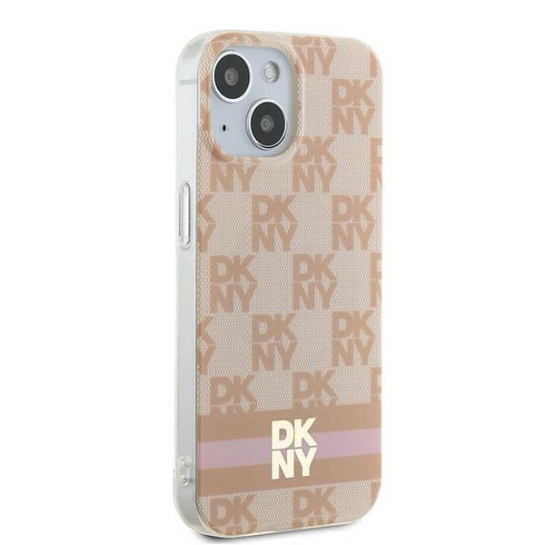 DKNY IML Checkered Mono Pattern &amp; Printed Stripes MagSafe case for iPhone 15 / 14 / 13 - pink_3