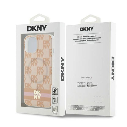 DKNY IML Checkered Mono Pattern &amp; Printed Stripes MagSafe case for iPhone 15 / 14 / 13 - pink_7