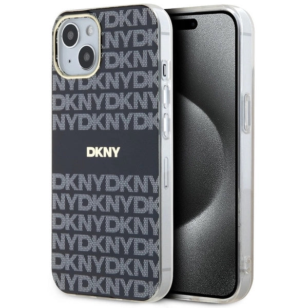 DKNY IML Mono &amp; Stripe MagSafe Case for iPhone 15/14/13 - Black_0