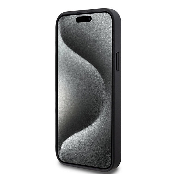 DKNY Leather Pattern Metal Logo MagSafe Case for iPhone 15/14/13 - Black_4