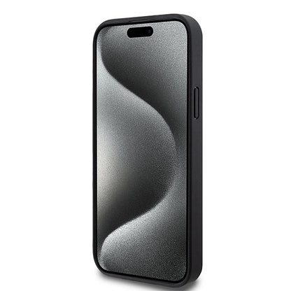DKNY Leather Pattern Metal Logo MagSafe Case for iPhone 15/14/13 - Black_4
