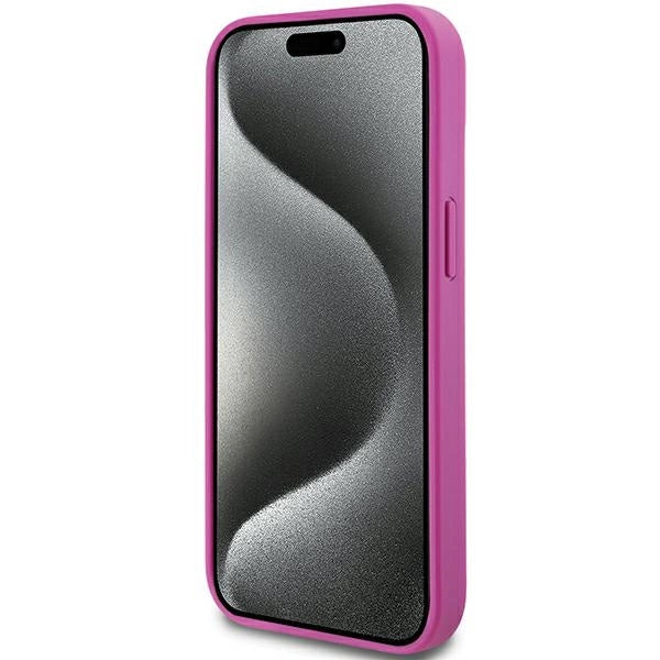 DKNY Leather Pattern Metal Logo MagSafe case for iPhone 15 / 14 / 13 - pink_4