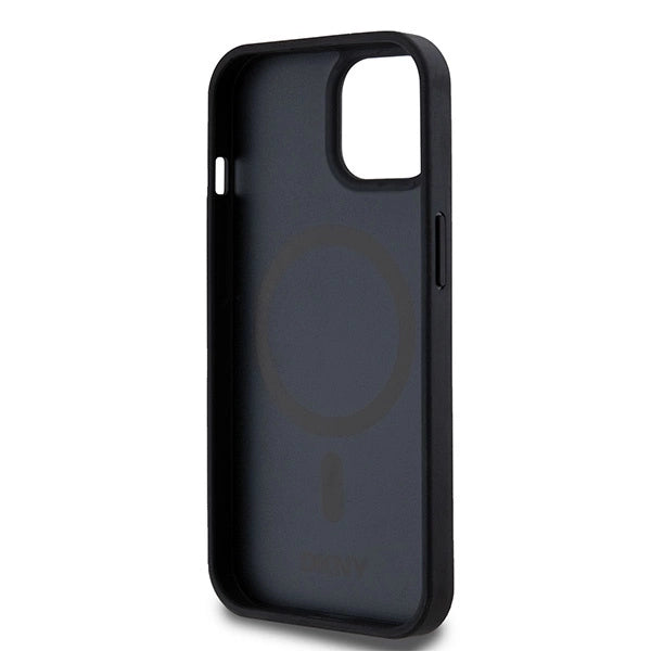 DKNY Leather Printed Pattern Metal Logo MagSafe Case for iPhone 15/14/13 - Black_6
