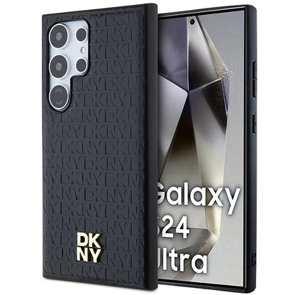 DKNY Leather Pattern Metal Logo MagSafe case for Samsung Galaxy S24 Ultra - black_0