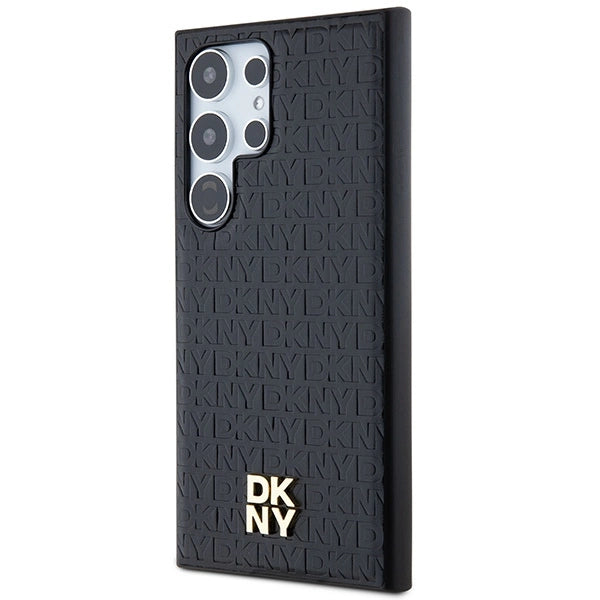 DKNY Leather Pattern Metal Logo MagSafe case for Samsung Galaxy S24 Ultra - black_1