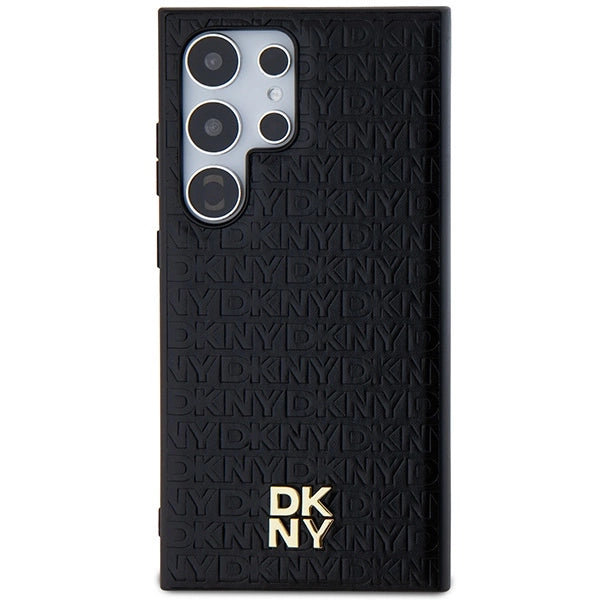 DKNY Leather Pattern Metal Logo MagSafe case for Samsung Galaxy S24 Ultra - black_2