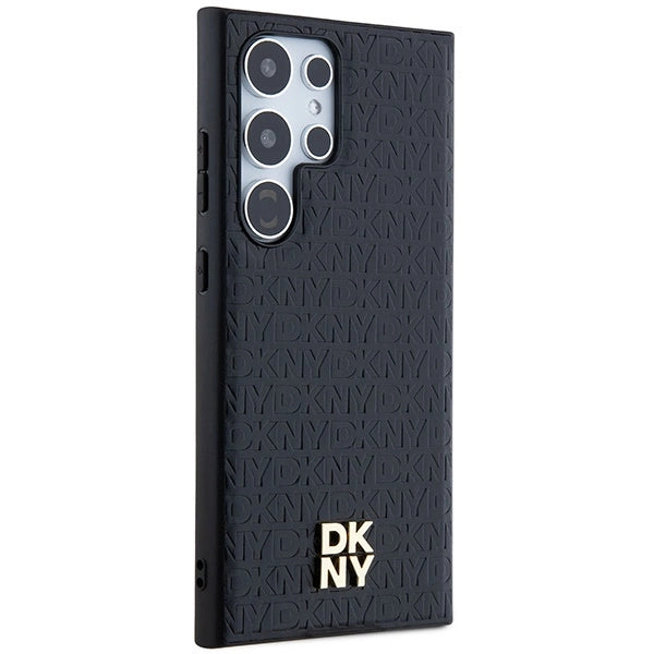 DKNY Leather Pattern Metal Logo MagSafe case for Samsung Galaxy S24 Ultra - black_3