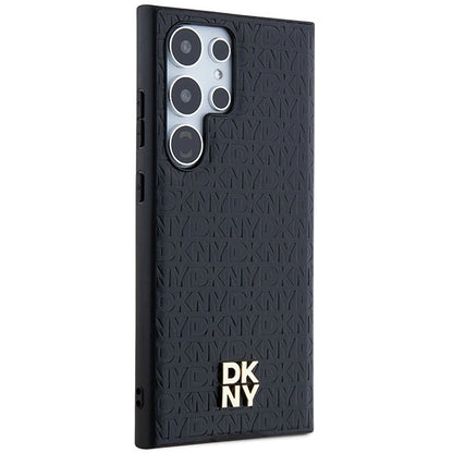 DKNY Leather Pattern Metal Logo MagSafe case for Samsung Galaxy S24 Ultra - black_3