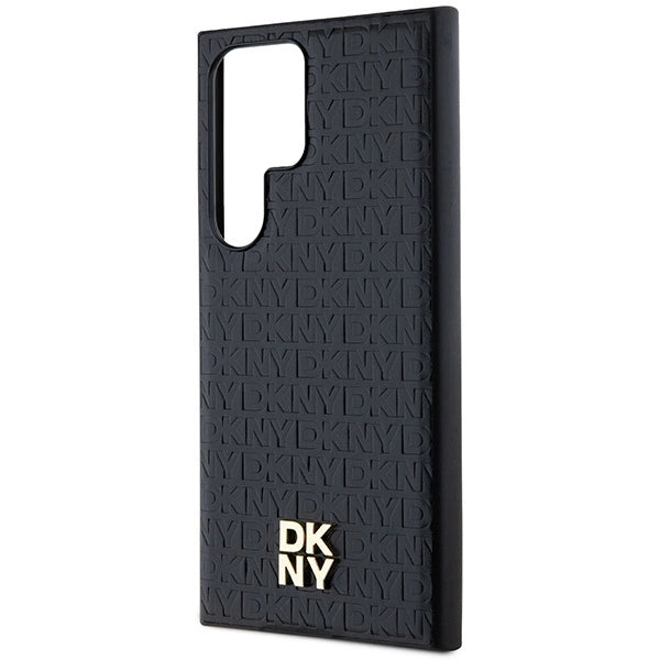 DKNY Leather Pattern Metal Logo MagSafe case for Samsung Galaxy S24 Ultra - black_5