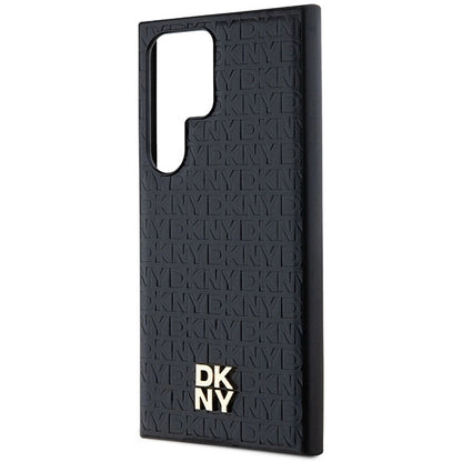 DKNY Leather Pattern Metal Logo MagSafe case for Samsung Galaxy S24 Ultra - black_5
