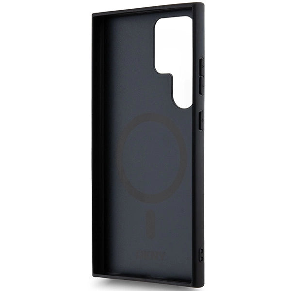DKNY Leather Pattern Metal Logo MagSafe case for Samsung Galaxy S24 Ultra - black_6