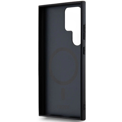 DKNY Leather Pattern Metal Logo MagSafe case for Samsung Galaxy S24 Ultra - black_6