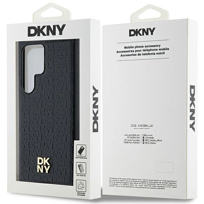 DKNY Leather Pattern Metal Logo MagSafe case for Samsung Galaxy S24 Ultra - black_7