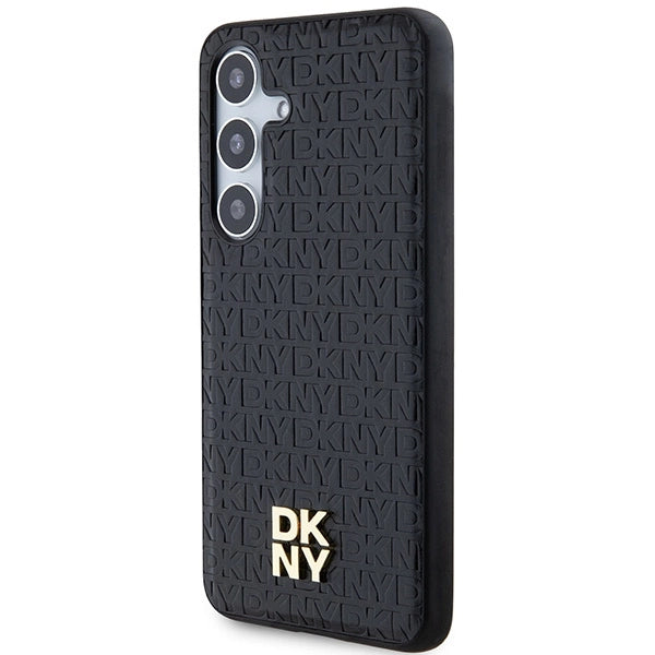 DKNY Leather Pattern Metal Logo MagSafe case for Samsung Galaxy S24+ - black_1