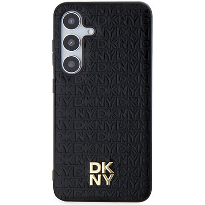 DKNY Leather Pattern Metal Logo MagSafe case for Samsung Galaxy S24+ - black_2