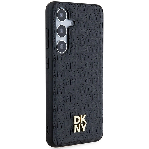DKNY Leather Pattern Metal Logo MagSafe case for Samsung Galaxy S24+ - black_3