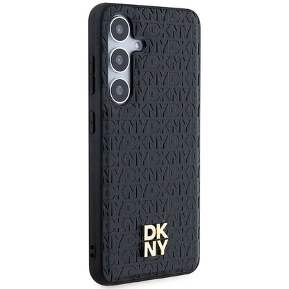 DKNY Leather Pattern Metal Logo MagSafe case for Samsung Galaxy S24+ - black_3