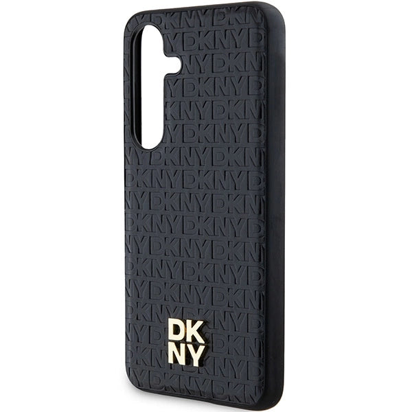 DKNY Leather Pattern Metal Logo MagSafe case for Samsung Galaxy S24+ - black_5