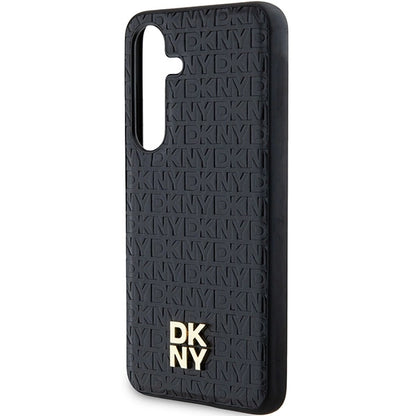 DKNY Leather Pattern Metal Logo MagSafe case for Samsung Galaxy S24+ - black_5
