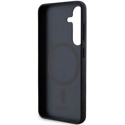 DKNY Leather Pattern Metal Logo MagSafe case for Samsung Galaxy S24+ - black_6