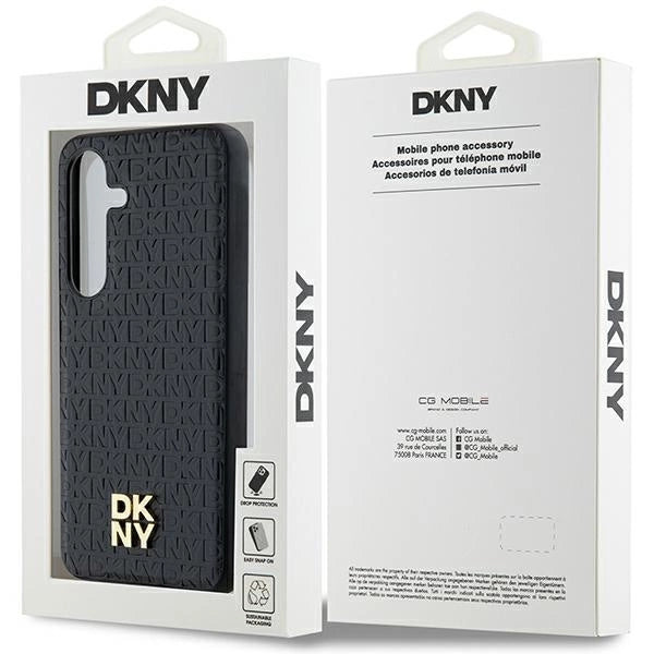 DKNY Leather Pattern Metal Logo MagSafe case for Samsung Galaxy S24+ - black_7