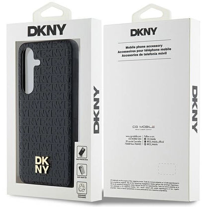 DKNY Leather Pattern Metal Logo MagSafe case for Samsung Galaxy S24+ - black_7