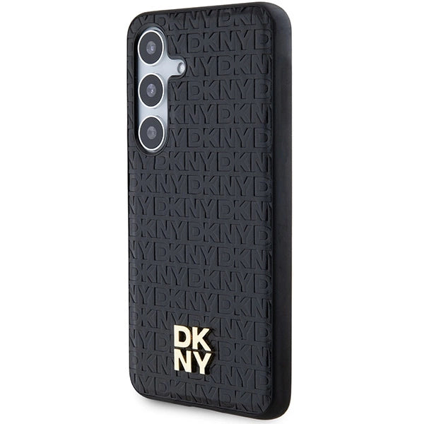 DKNY Leather Pattern Metal Logo MagSafe case for Samsung Galaxy S24 - black_1