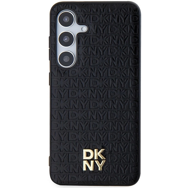 DKNY Leather Pattern Metal Logo MagSafe case for Samsung Galaxy S24 - black_2