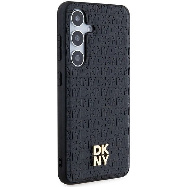 DKNY Leather Pattern Metal Logo MagSafe case for Samsung Galaxy S24 - black_3
