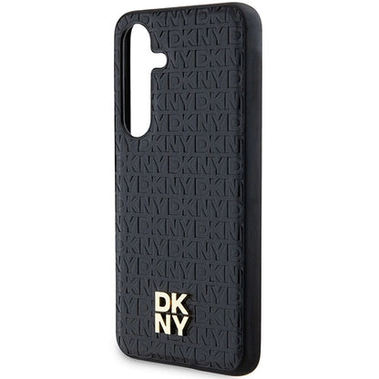 DKNY Leather Pattern Metal Logo MagSafe case for Samsung Galaxy S24 - black_5