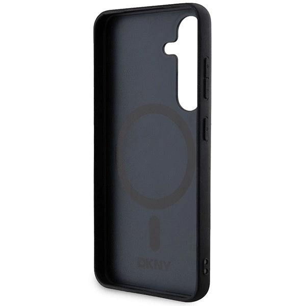DKNY Leather Pattern Metal Logo MagSafe case for Samsung Galaxy S24 - black_6