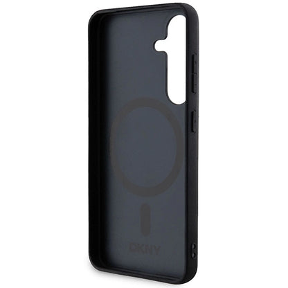 DKNY Leather Pattern Metal Logo MagSafe case for Samsung Galaxy S24 - black_6