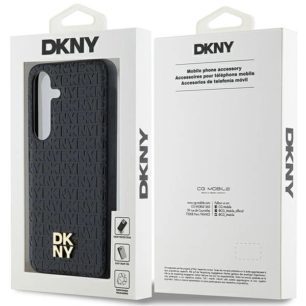 DKNY Leather Pattern Metal Logo MagSafe case for Samsung Galaxy S24 - black_7