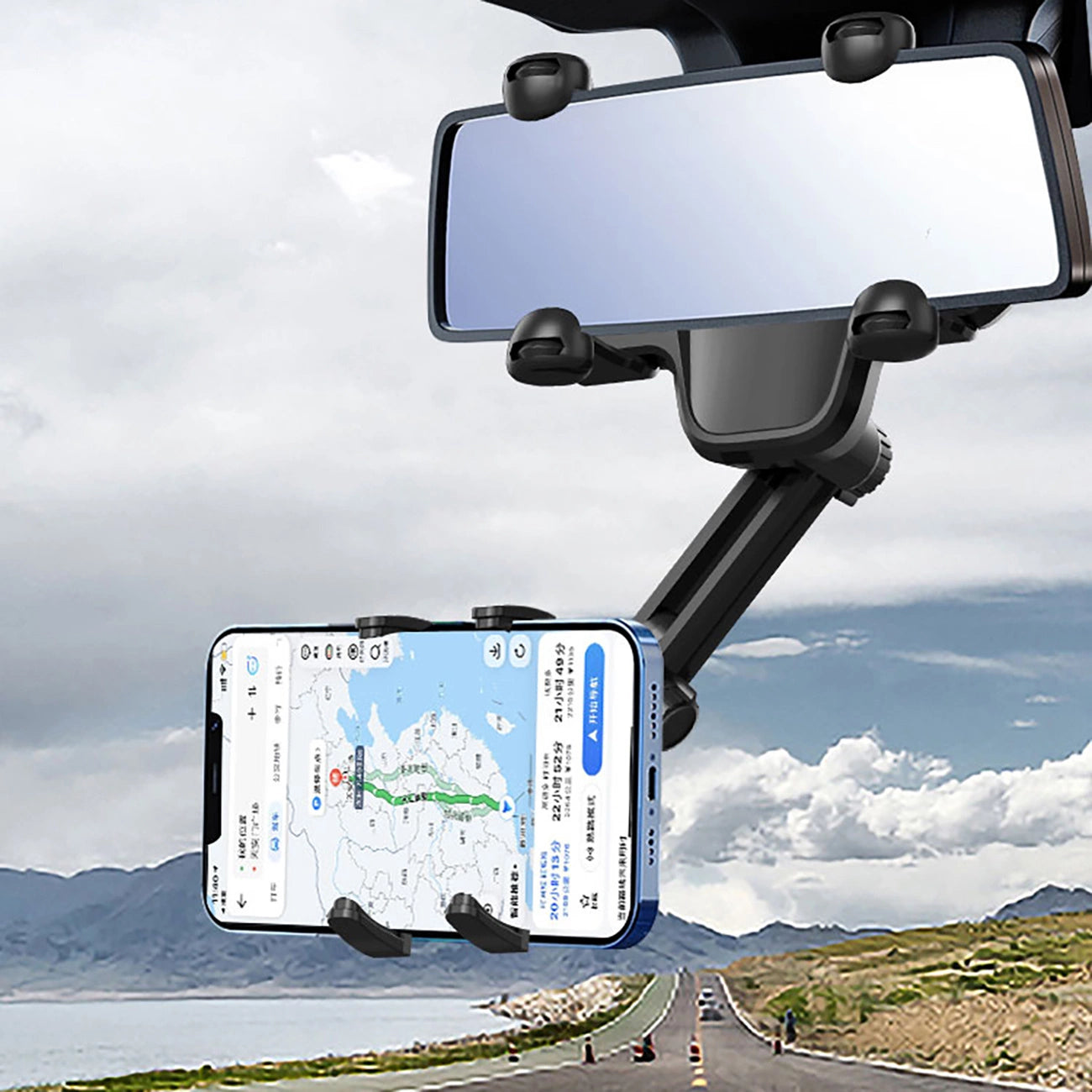 Car Phone Holder for Rearview Mirror - Black_5