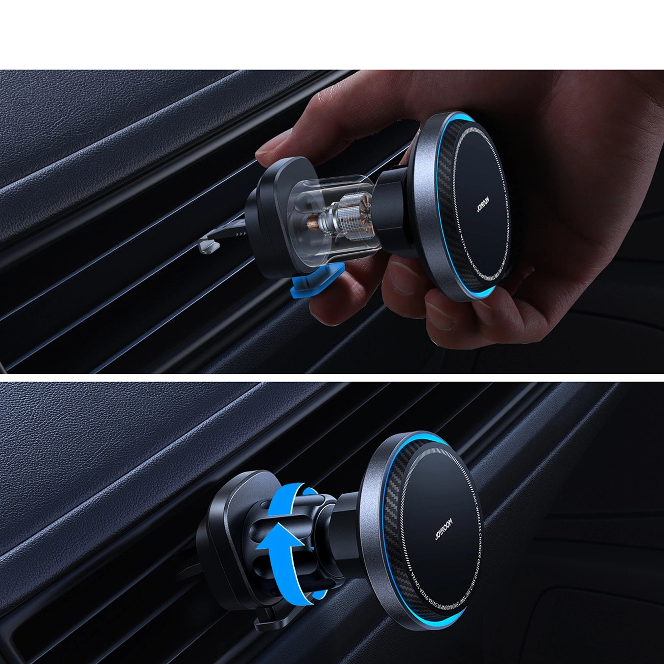 Joyroom car phone holder with wireless charger (MagSafe compatible) with air vent fan - black (JR-ZS387)_13