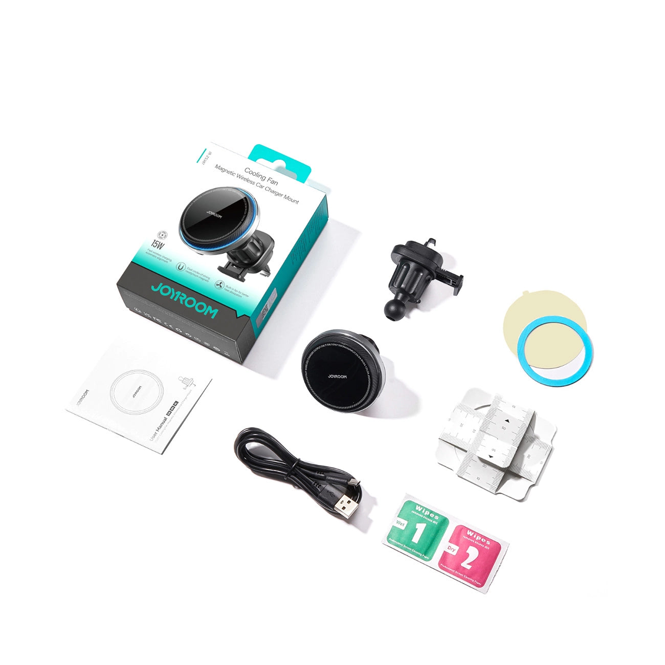 Joyroom car phone holder with wireless charger (MagSafe compatible) with air vent fan - black (JR-ZS387)_11