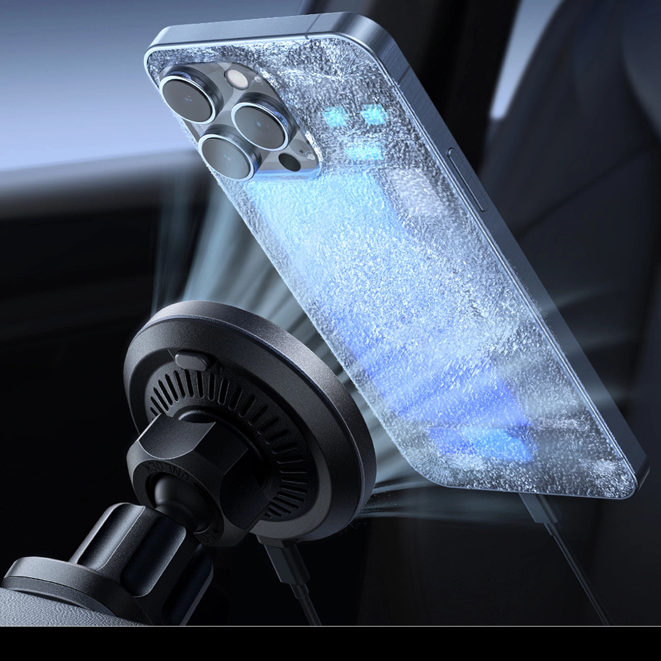 Joyroom car phone holder with wireless charger (MagSafe compatible) with air vent fan - black (JR-ZS387)_12