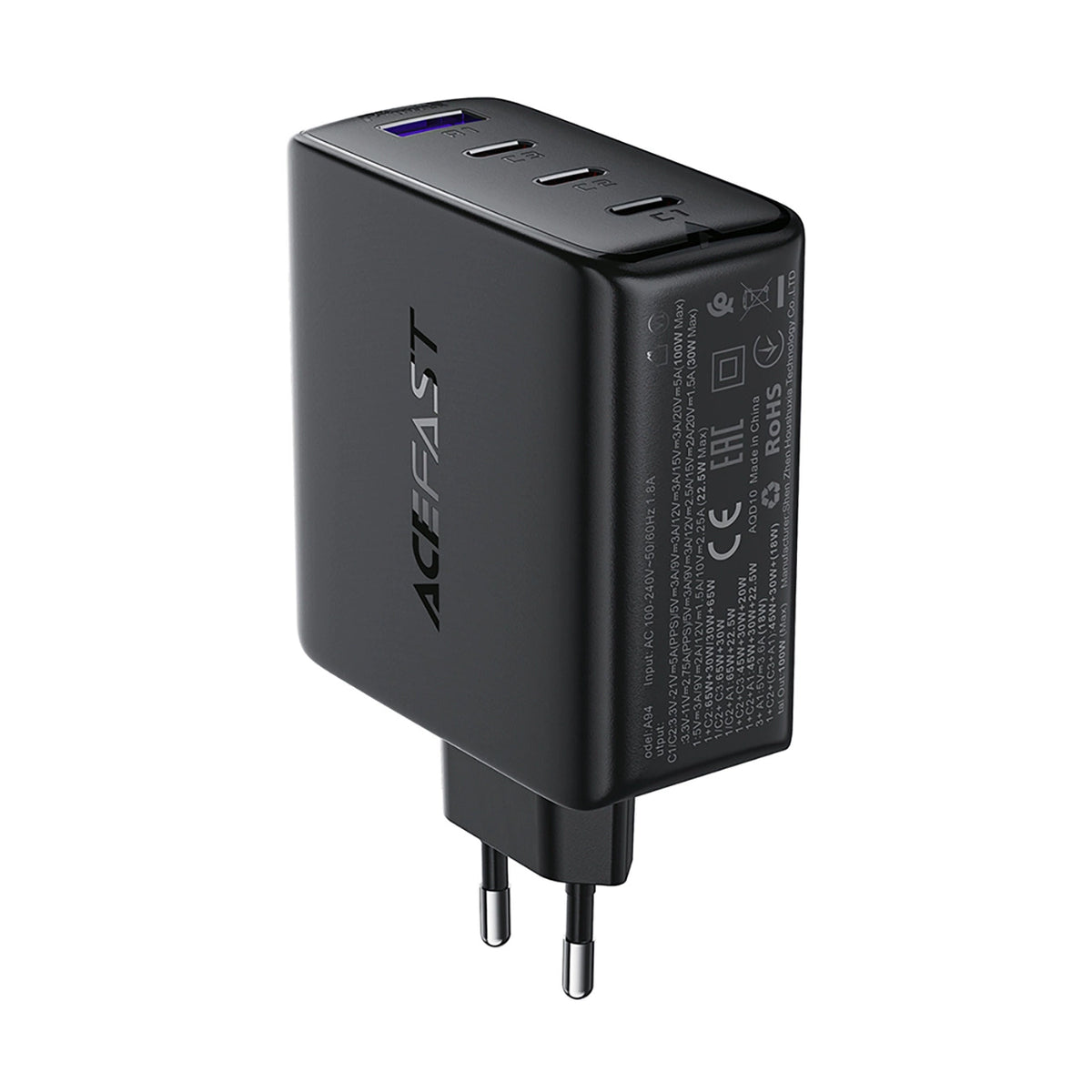 Acefast A94 Charger Network GaN2 USB-A / 3x USB-C PD 100W - Black_0