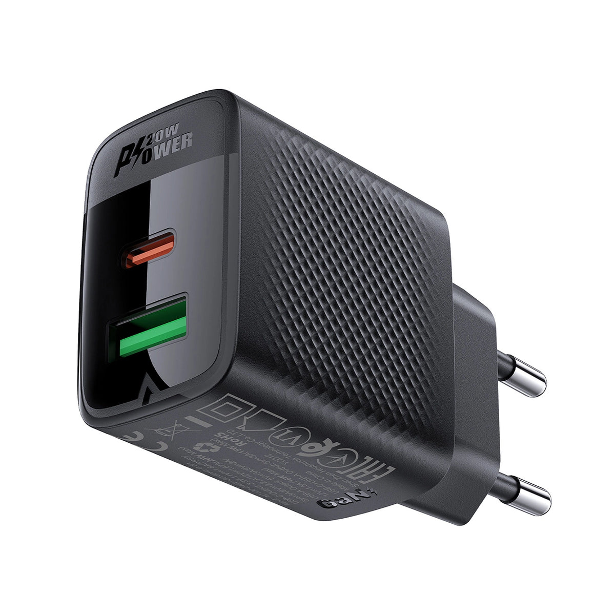 Acefast A78 Charger Network GaN USB-A / USB-C PD 20W - Black_1