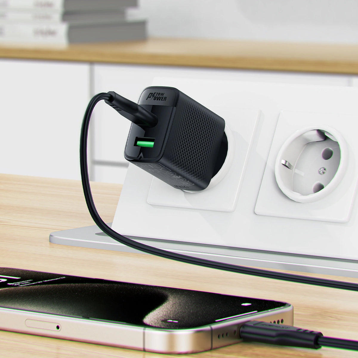 Acefast A78 Charger Network GaN USB-A / USB-C PD 20W - Black_5