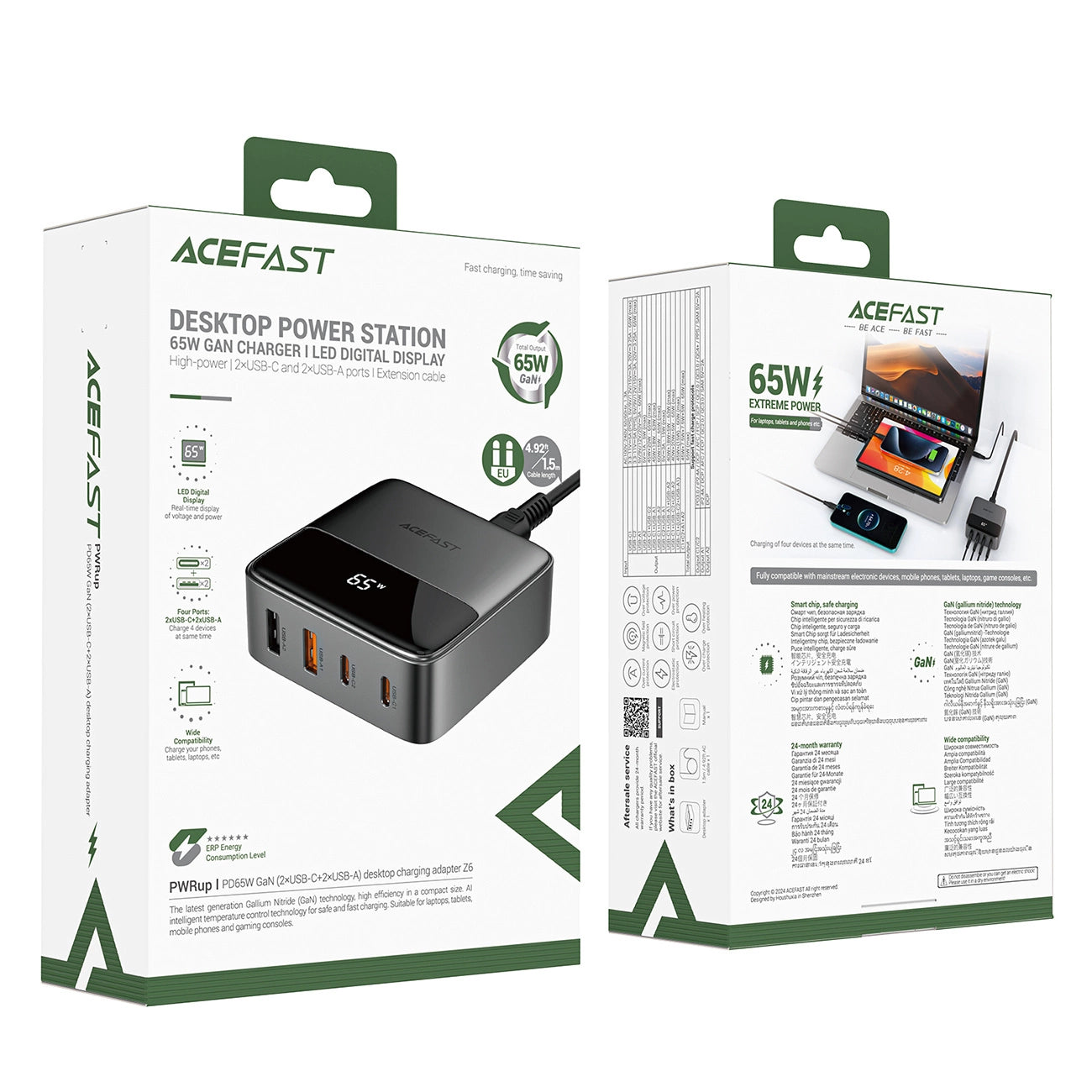 Acefast Z6 Charger Network GaN Desktop 2x USB-A / 2x USB-C PD 65W - Black_4