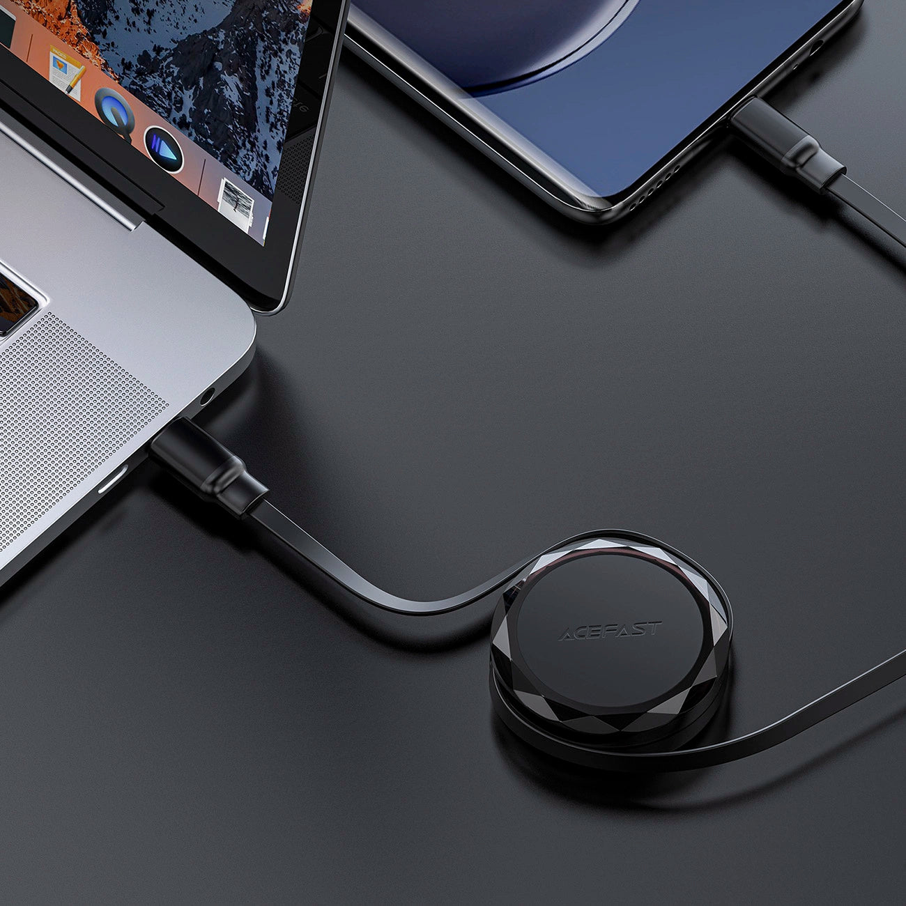 Acefast C13-03 USB-C - USB-C 60W Cable Retractable - Black_4