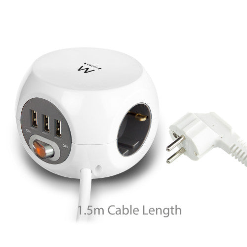 Ewent EW3939 base mÃºltiple 1,5 m 3 salidas AC Interior Blanco_5