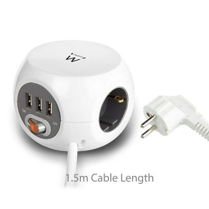 Ewent EW3939 base mÃºltiple 1,5 m 3 salidas AC Interior Blanco_5